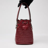 Fendi Deep Red Monogram Embossed Mini Mon Tresor Bucket Bag  (Back)