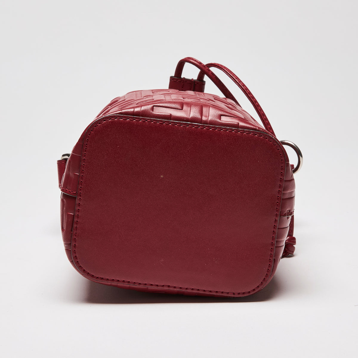 Fendi Deep Red Monogram Embossed Mini Mon Tresor Bucket Bag  (bottom)