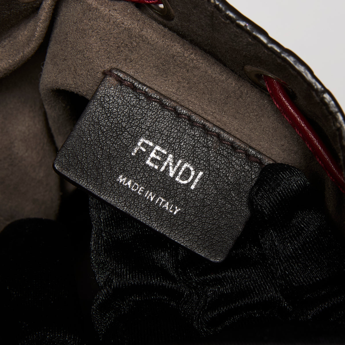 Fendi Deep Red Monogram Embossed Mini Mon Tresor Bucket Bag 