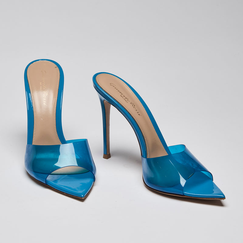 Gianvito Rossi Blue Elle Heels (front)