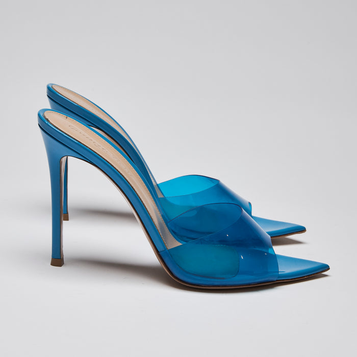 Gianvito Rossi Blue Elle Heels (side)