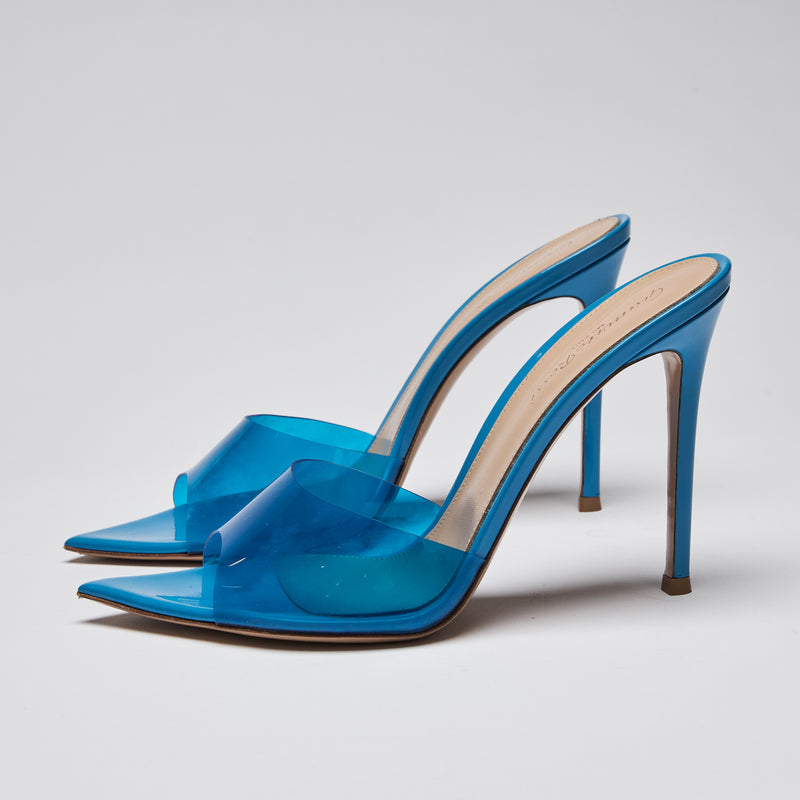 Gianvito Rossi Blue Elle Heels (side)