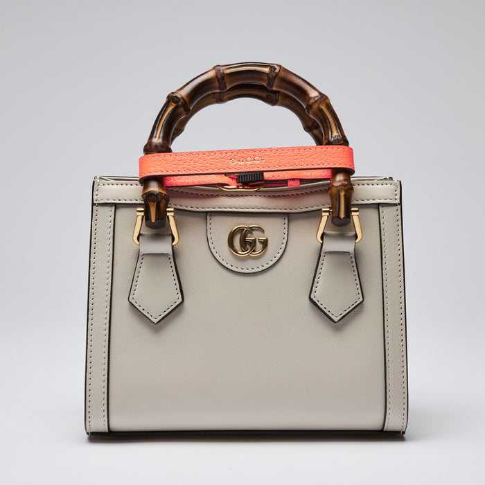 Gucci Ivory Smooth Grained Leather Diana Mini Tote Bag