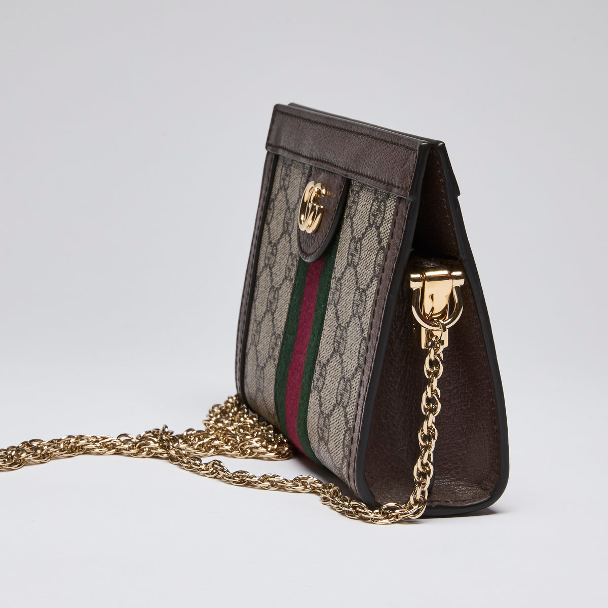  Excellent pre-Loved Stylish Gucci GG Supreme Monogram Mini Ophedia Chain Shoulder Bag  (Side)