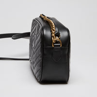 Excellent Pre-Loved Gucci Black Mini GG Marmont Chain Shoulder Bag (Side)