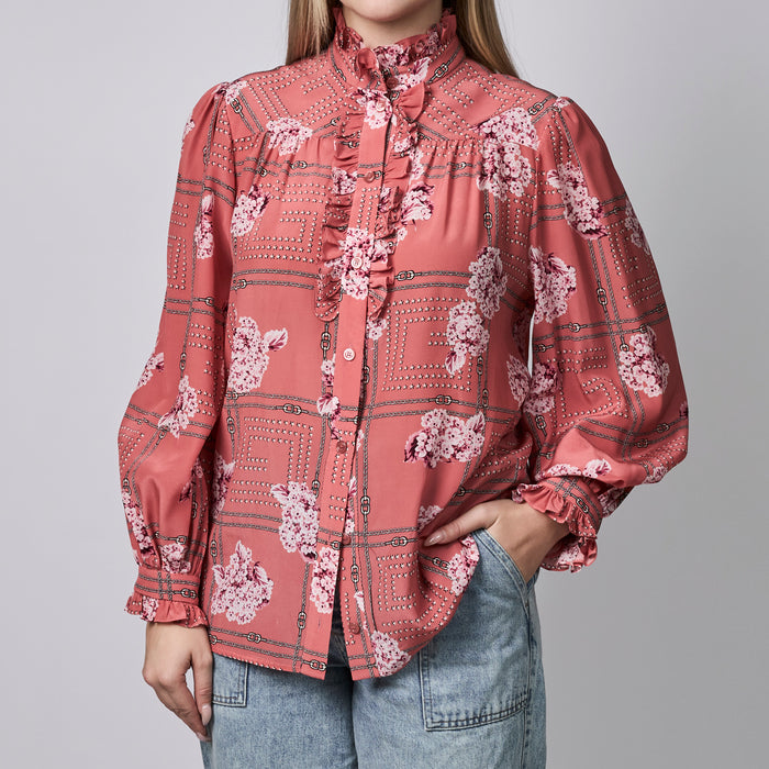 Gucci Floral Print Silk Blouse Size 44