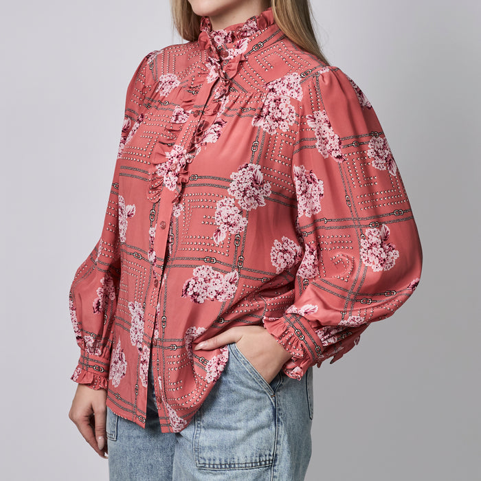 Gucci Floral Print Silk Blouse Size 44