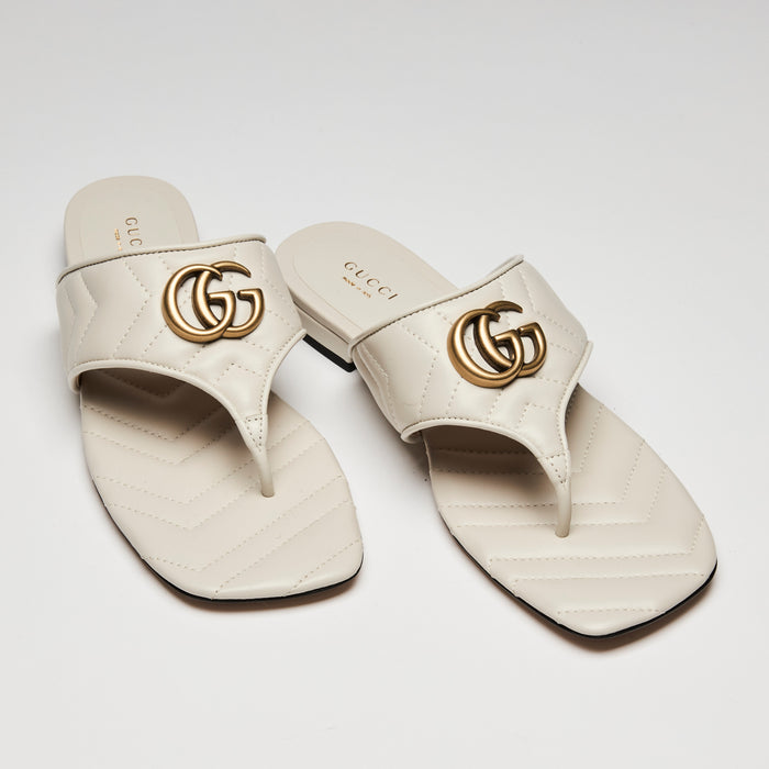 Gucci Marmont Quilted Leather Sandals, Size 38.5