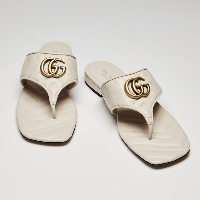 Gucci Marmont Quilted Leather Sandals, Size 38.5