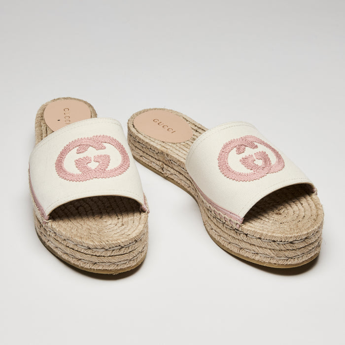 Gucci Espadrille Platform Slides Size 40