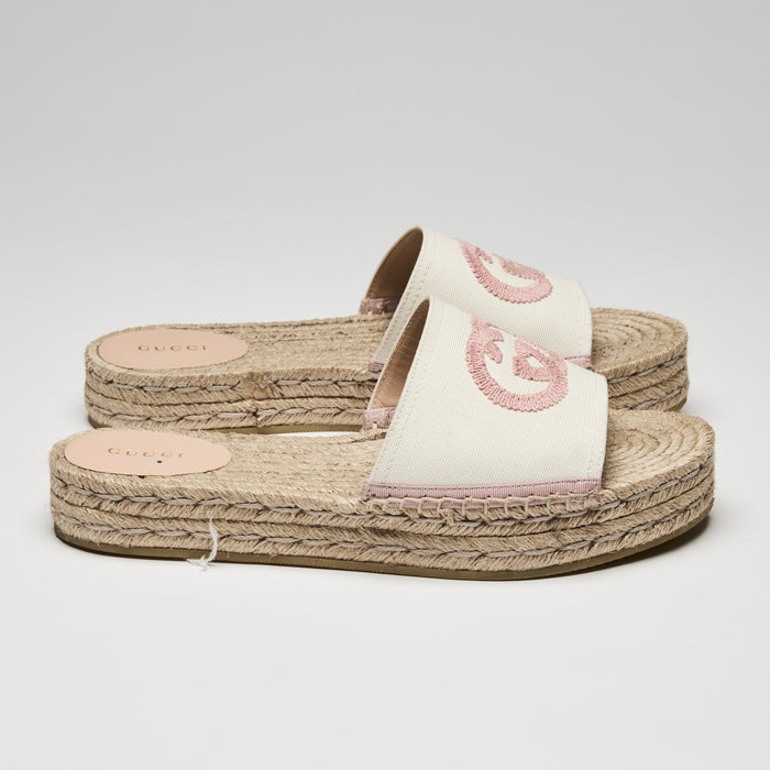 Gucci Espadrille Platform Slides Size 40