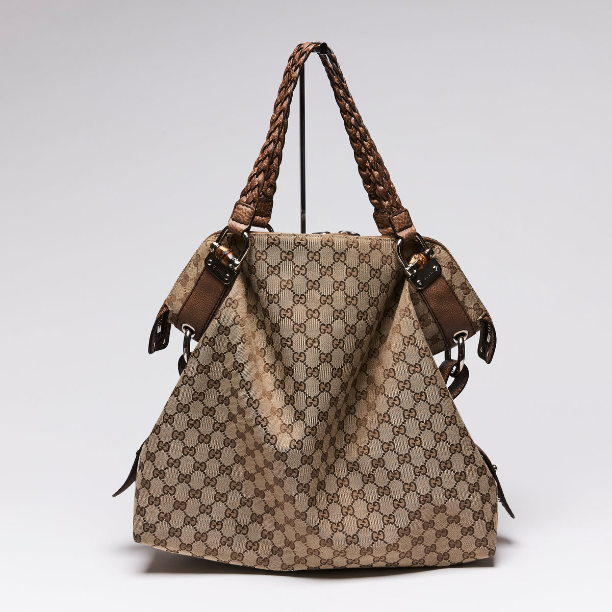 Gucci GG Canvas "Bamboo Shopper" Shoulder Bag