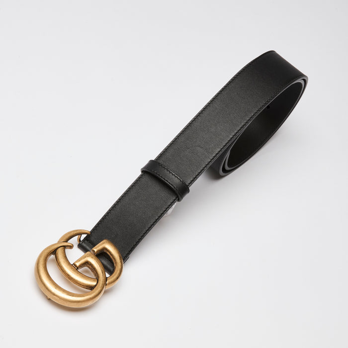 Gucci Black Leather Marmont Belt Size 70