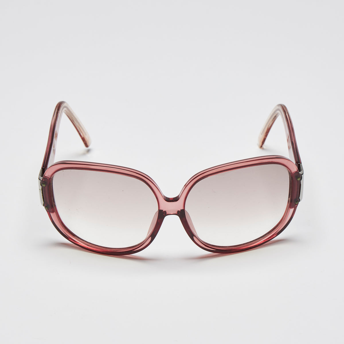 Pre-Loved Clear Red Tinted Resin Square Framed Sunglasses.(Front)