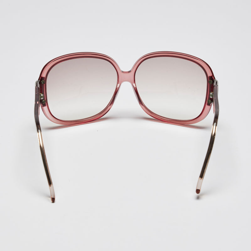 Pre-Loved Clear Red Tinted Resin Square Framed Sunglasses.(back)