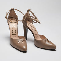Gucci Brown Cutout Ankle Strap Pointed Toe Pumps Size 37