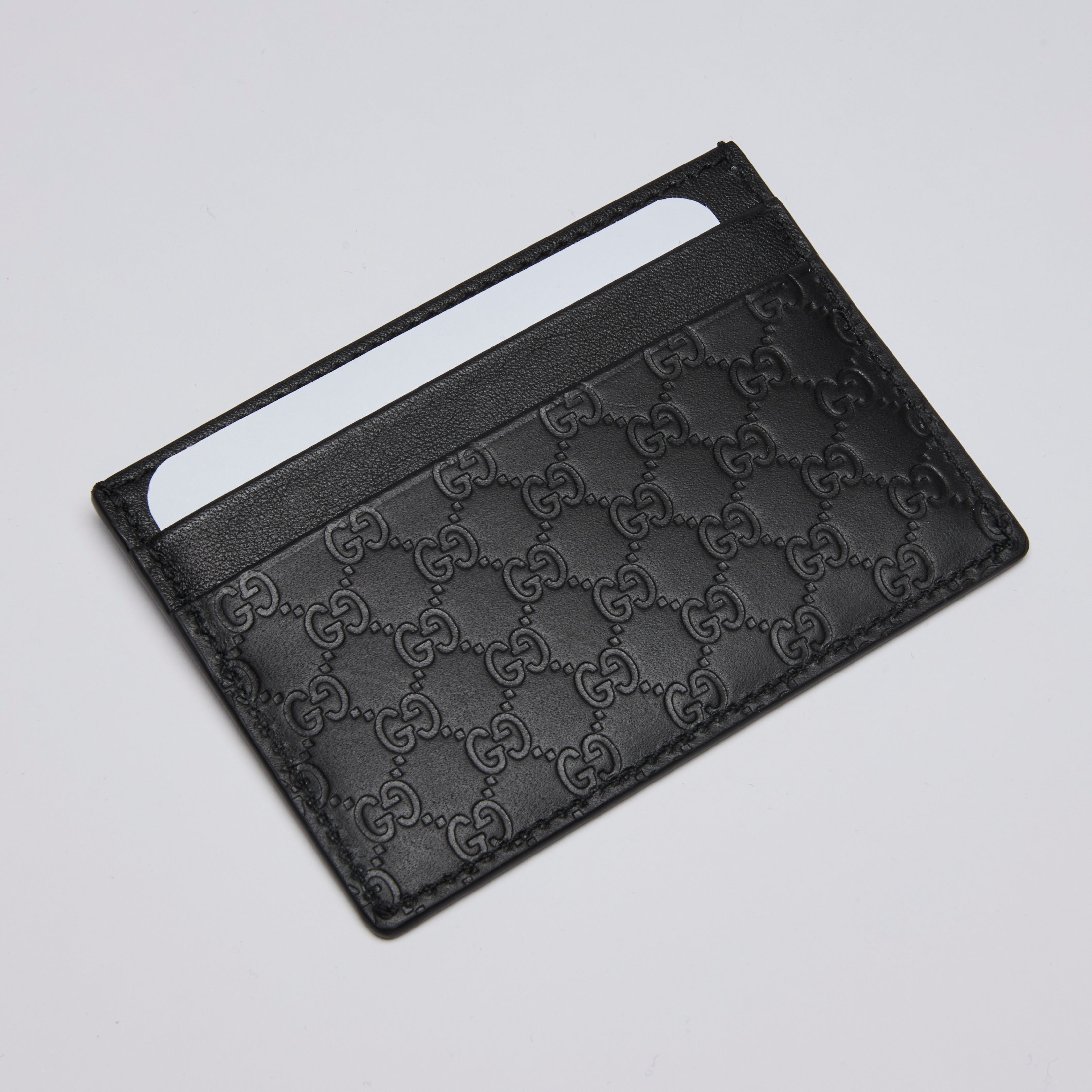 GUCCI Microguccissima Monogram Leather Card Case Black 262837