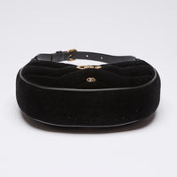 Gucci Black Velvet Matelasse GG Studded Marmont Half Moon Shoulder Bag (bottom)