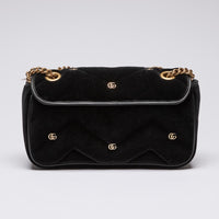 Gucci Black Velvet Matelasse GG Studded Marmont Chain Bag(back)