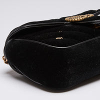 Gucci Black Velvet Matelasse GG Studded Marmont Chain Bag(corner)