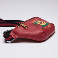 Gucci Red Grained Leather Logo Belt Bag(side)