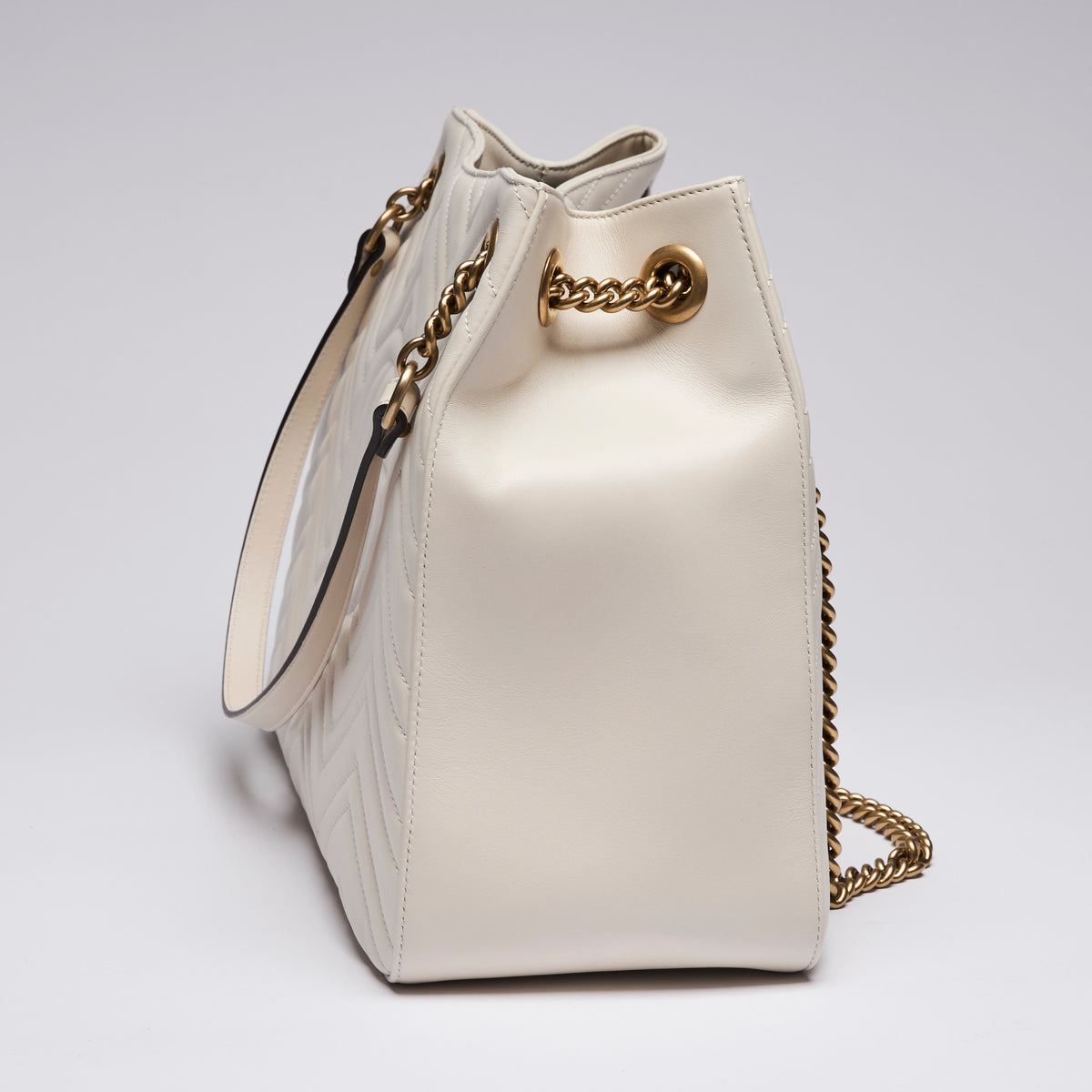 Gucci GG Marmont Shoulder Tote Bag Cream (Side)