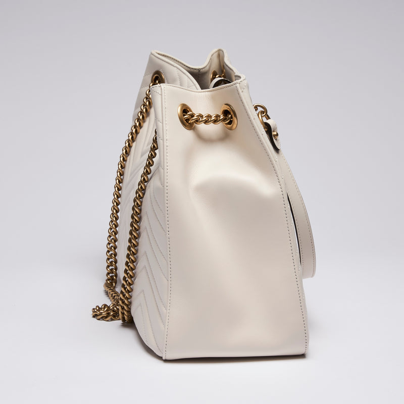 Gucci GG Marmont Shoulder Tote Bag Cream (Side)