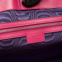 Excellent Pre-Loved Bright Pink Nylon and Leather Tote Bag. (interior side zipper pocket)