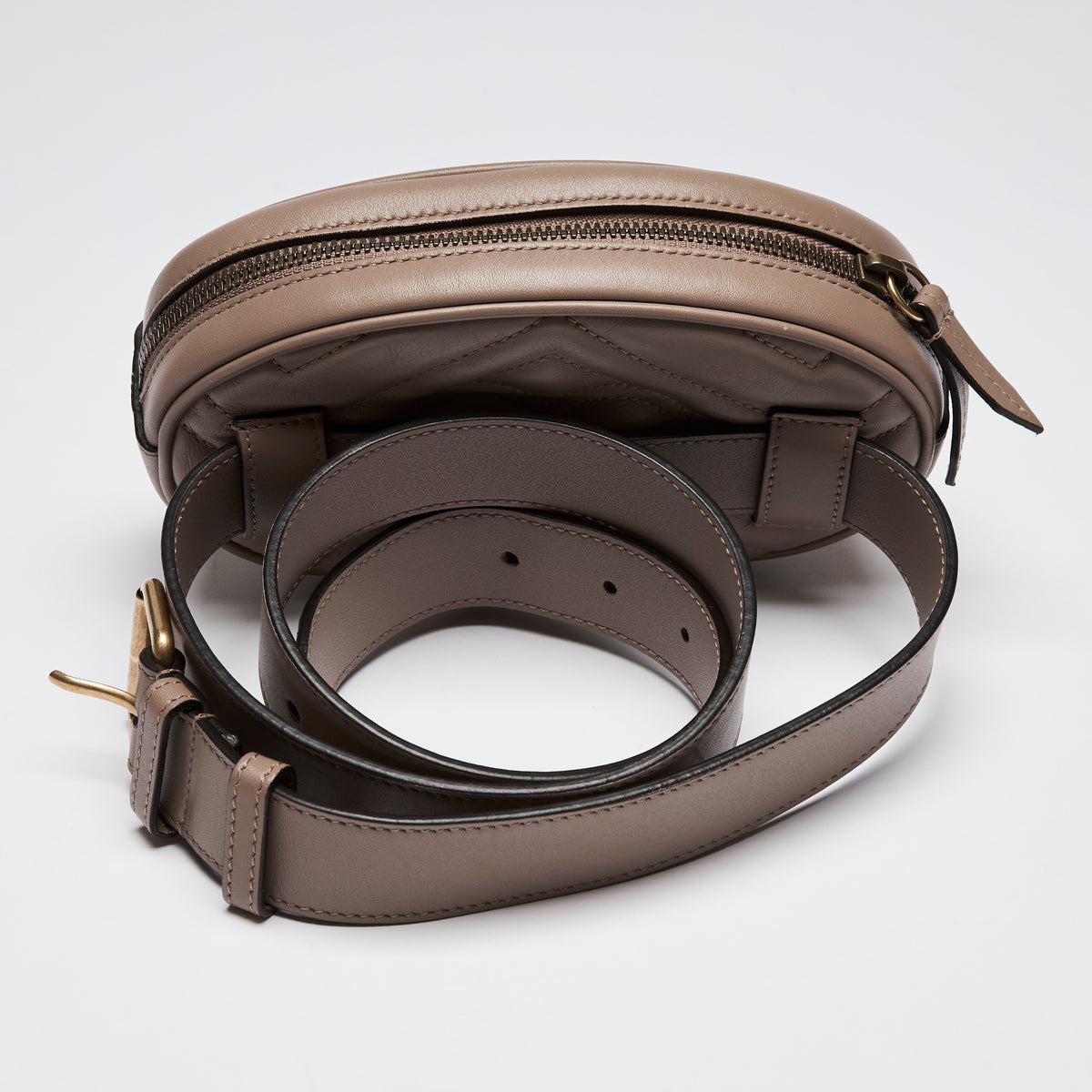 Gucci Beige Leather 'GG' Marmont Matelassé Belt Bag