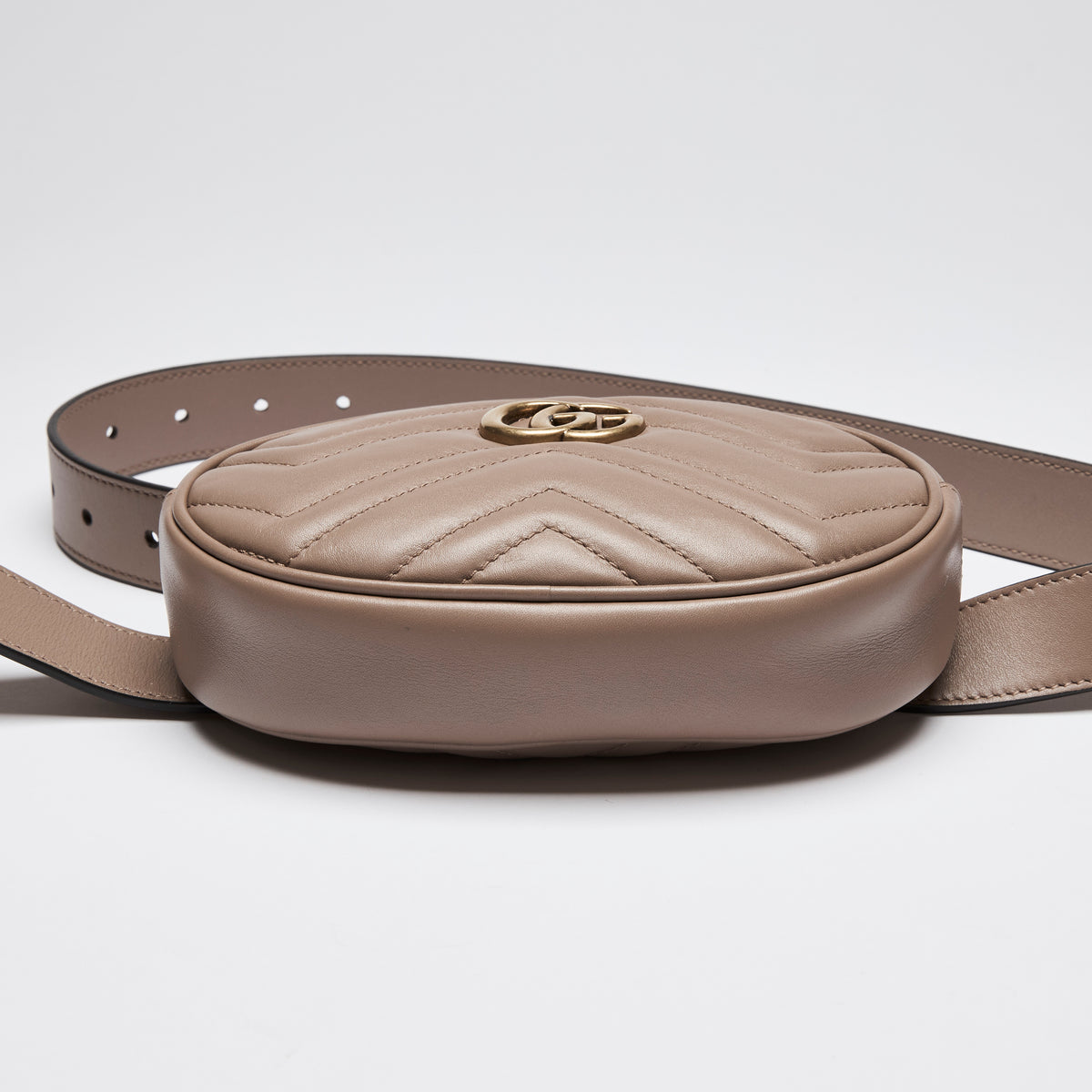 Gucci Beige Leather 'GG' Marmont Matelassé Belt Bag