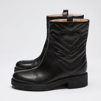 Gucci Black Leather GG Marmont Boots Size 38.5