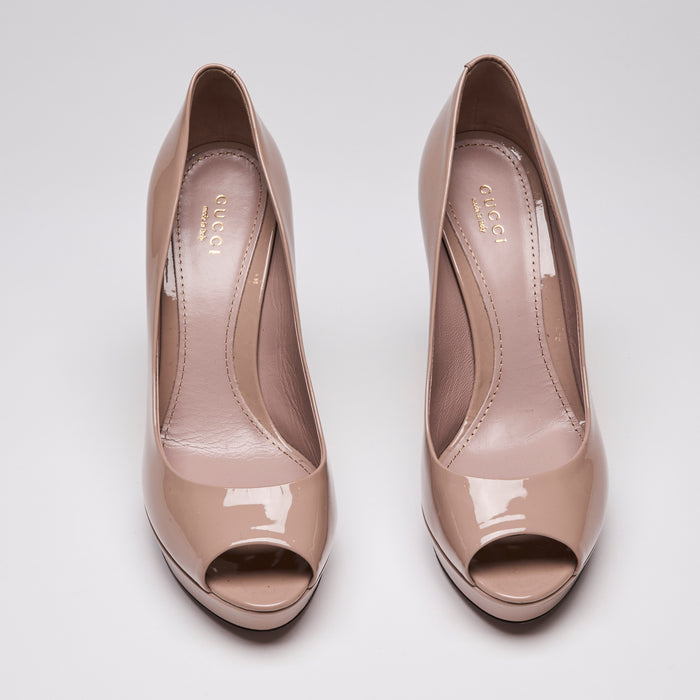 Gucci Peep Toe Platform Pumps Pink Size 38.5