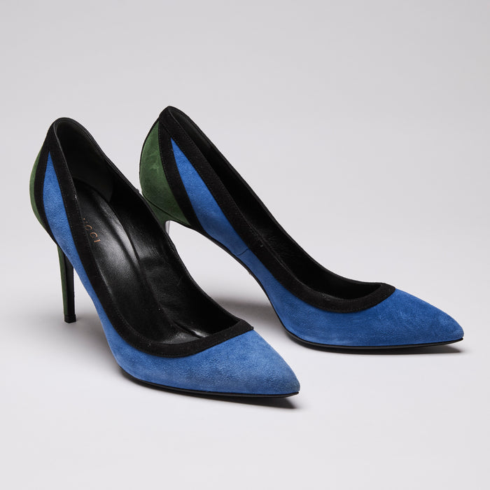 Gucci Tricolor Suede Pointed Toe Pumps Size 39