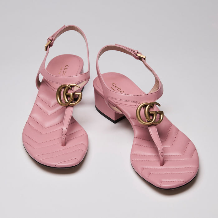 Gucci Double G Marmont Thong Sandals Pink Size 38.5