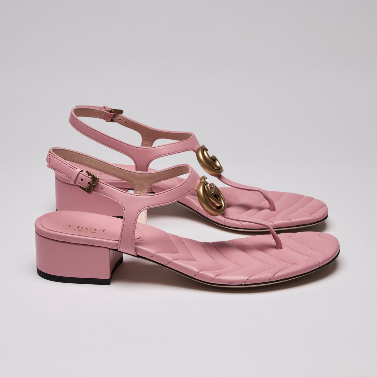 Gucci Double G Marmont Thong Sandals Pink Size 38.5