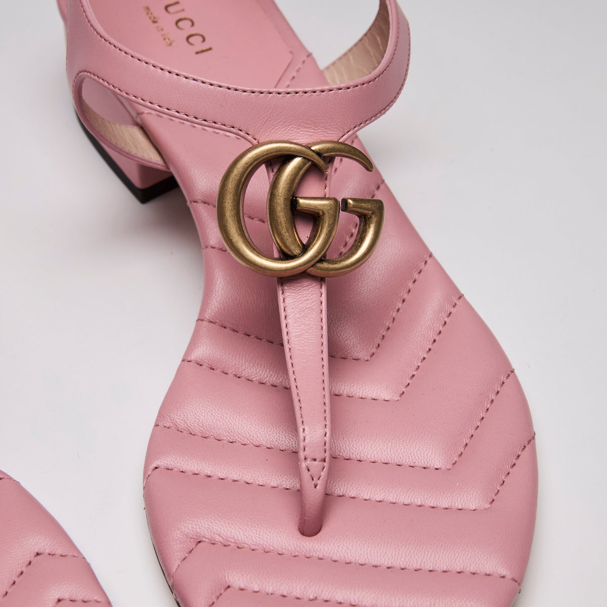 Gucci Double G Marmont Thong Sandals Pink Size 38.5