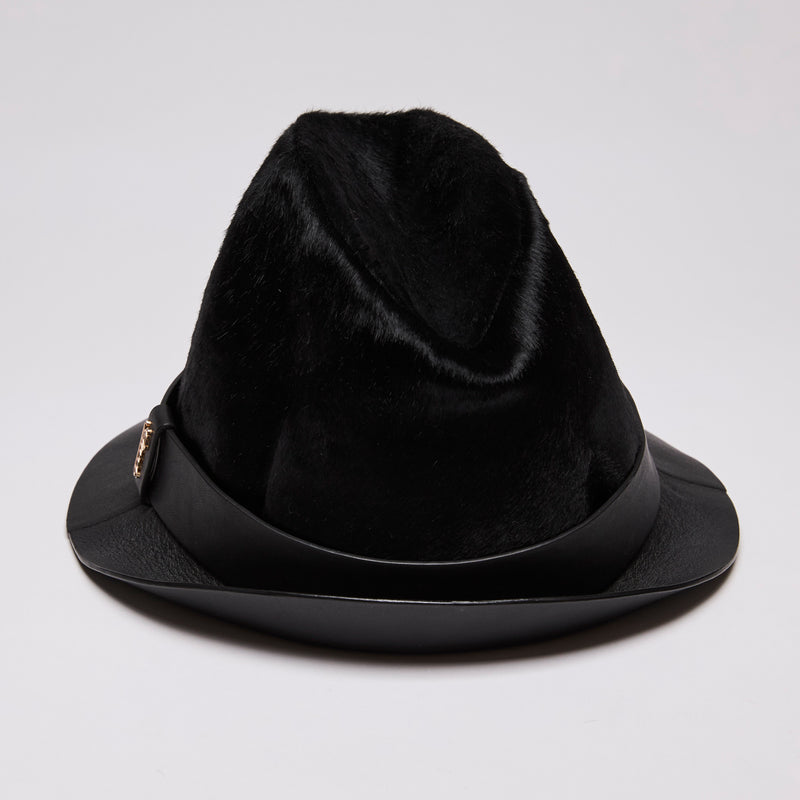 Gucci “Cappello Donna” Calfskin Leather and Pony Hair Fedora