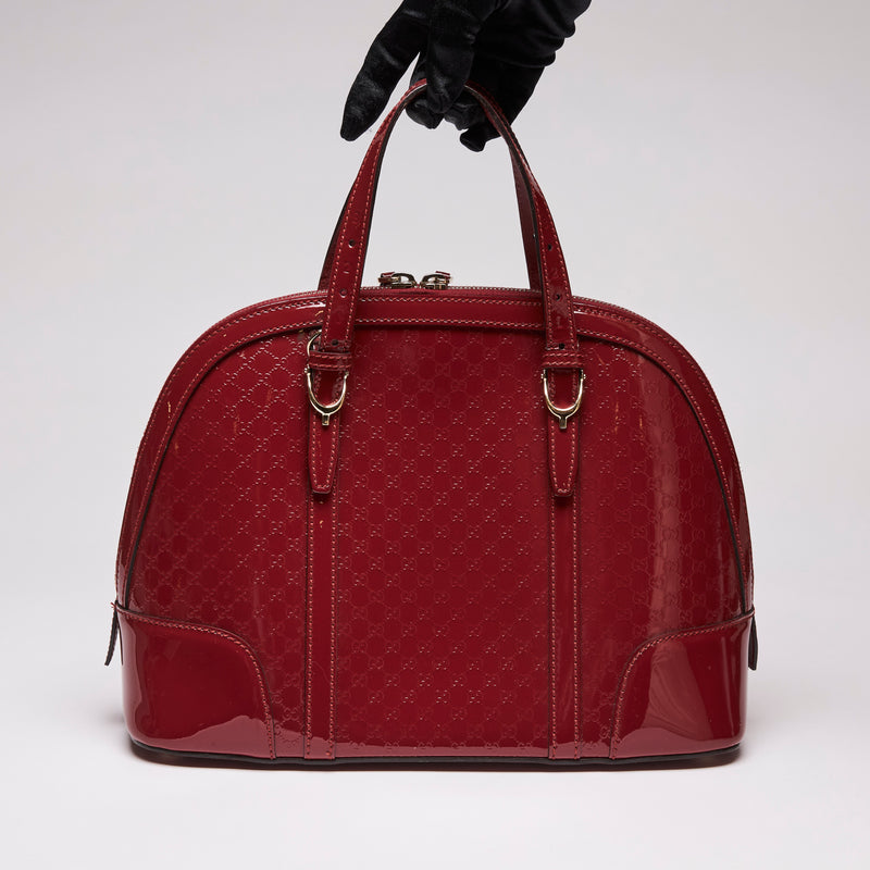 Gucci Patent Microguccissima Nice Top Handle Dome Bag Rose Red (Back)