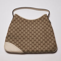 Gucci Brown & Cream GG Canvas Monogram Britt Shoulder Bag (Back)