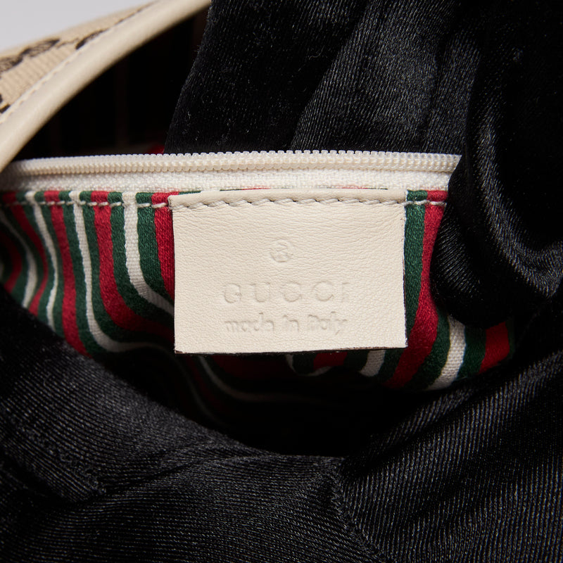 Gucci Brown & Cream GG Canvas Monogram Britt Shoulder Bag (label)