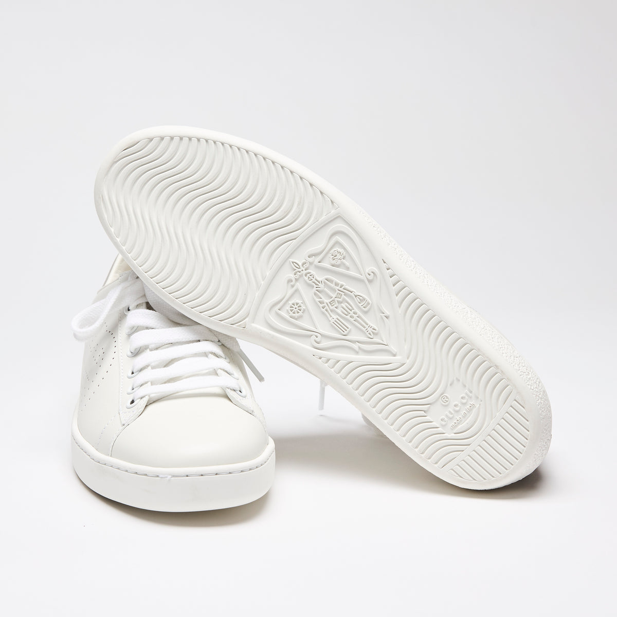 Gucci Gucci White Perforated Interlocking GG Leather Sneakers Size 37