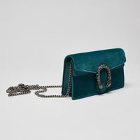 Gucci Velvet Super Mini Dionysus Shoulder Bag Teal (front)