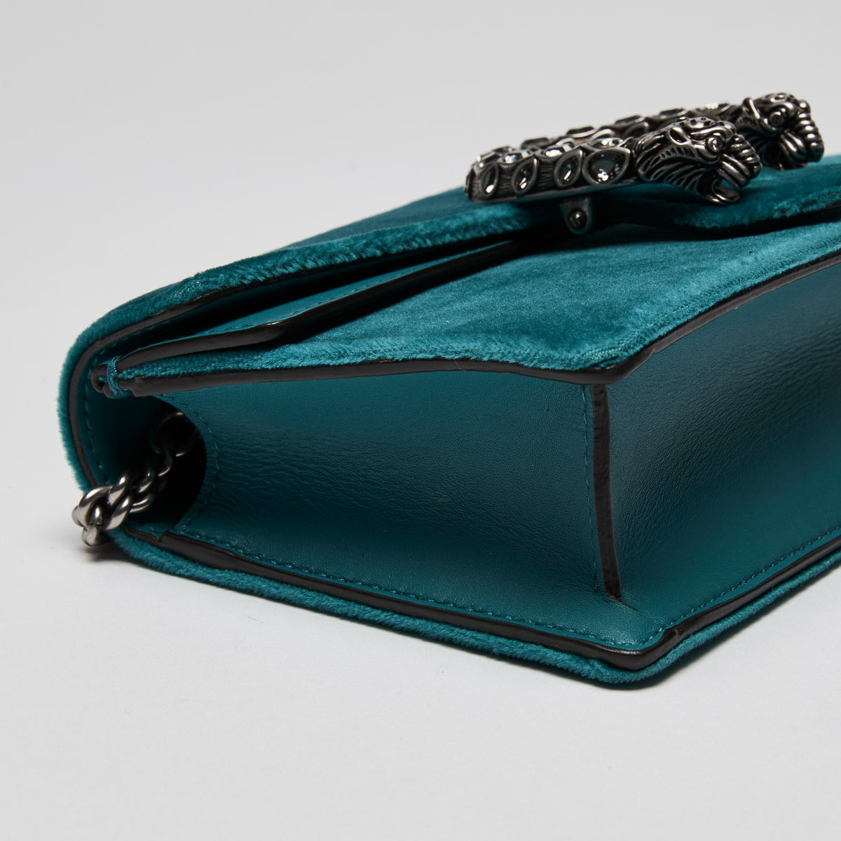 Gucci Velvet Super Mini Dionysus Shoulder Bag Teal (Corner)