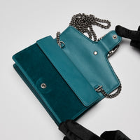 Gucci Velvet Super Mini Dionysus Shoulder Bag Teal (Front)