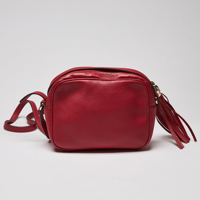 Gucci Pebbled Calfskin Small Soho Disco Bag Tabasco Red (back)