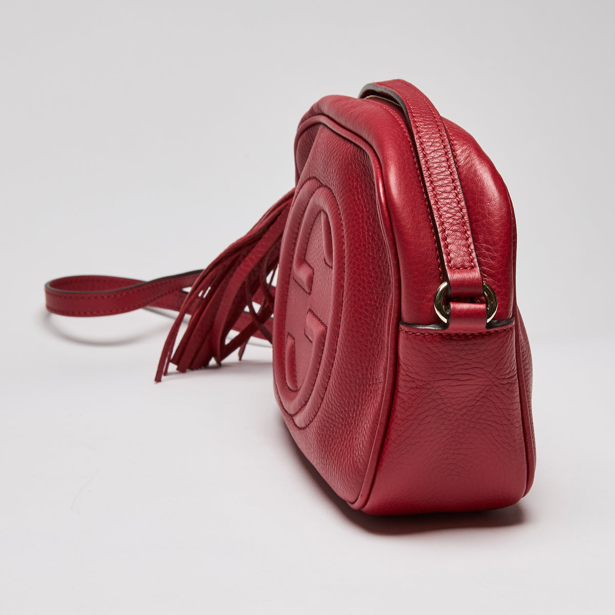 Gucci Pebbled Calfskin Small Soho Disco Bag Tabasco Red (Side)