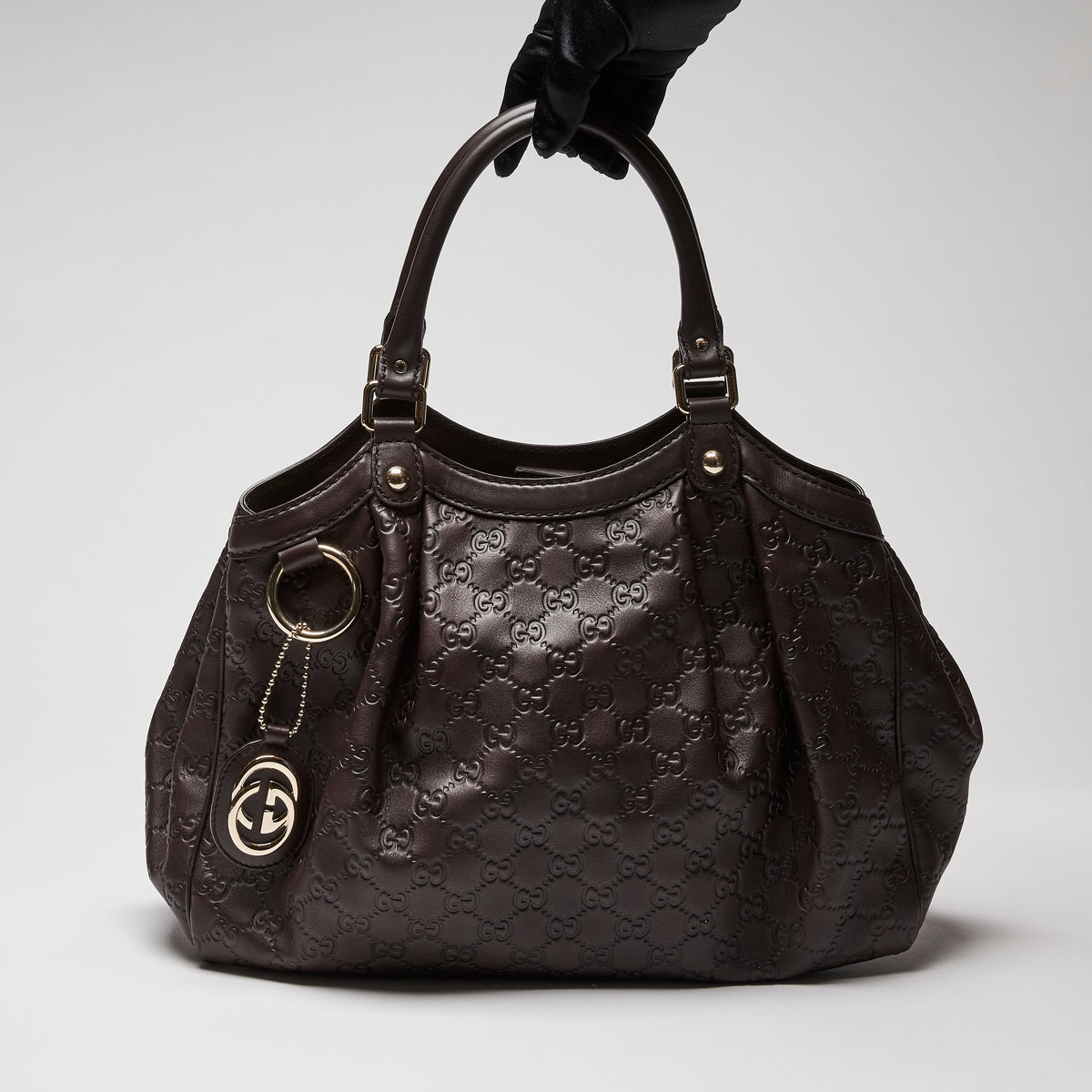 Gucci Dark Brown Guccissima Leather Sukey Tote (Front)