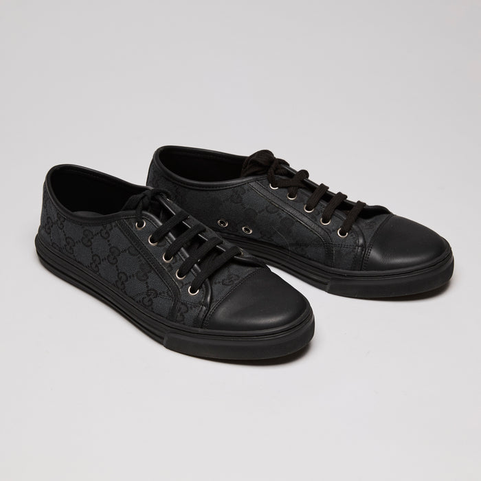 Gucci Black GG Canvas Low Top Sneakers Size 38.5