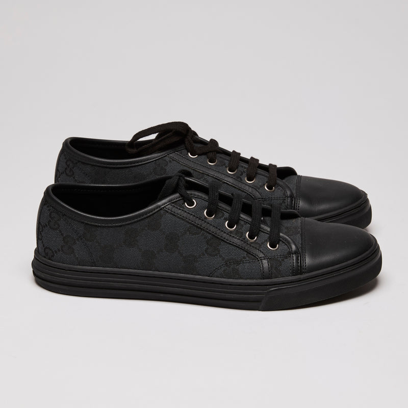 Gucci Black GG Canvas Low Top Sneakers Size 38.5