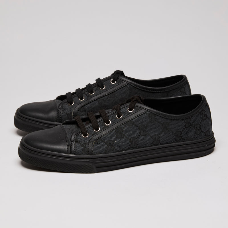 Gucci Black GG Canvas Low Top Sneakers Size 38.5